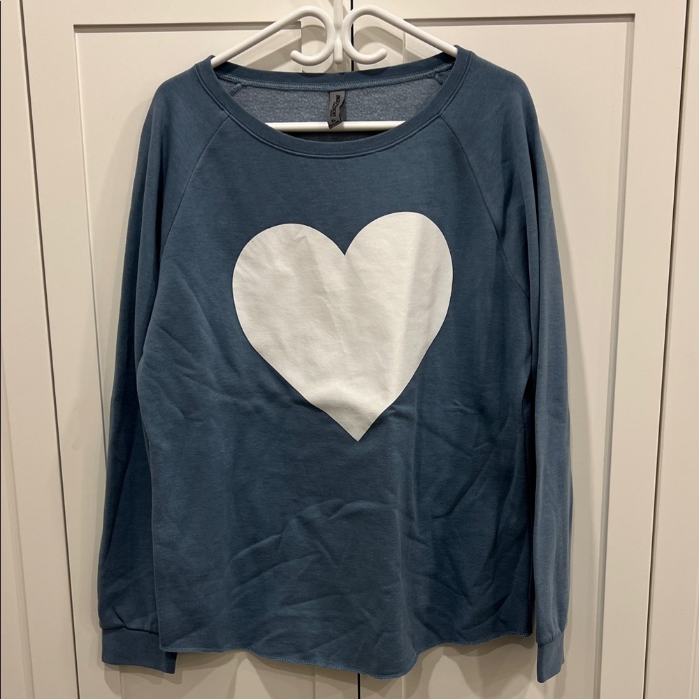 Blue Sweatshirt with White Heart